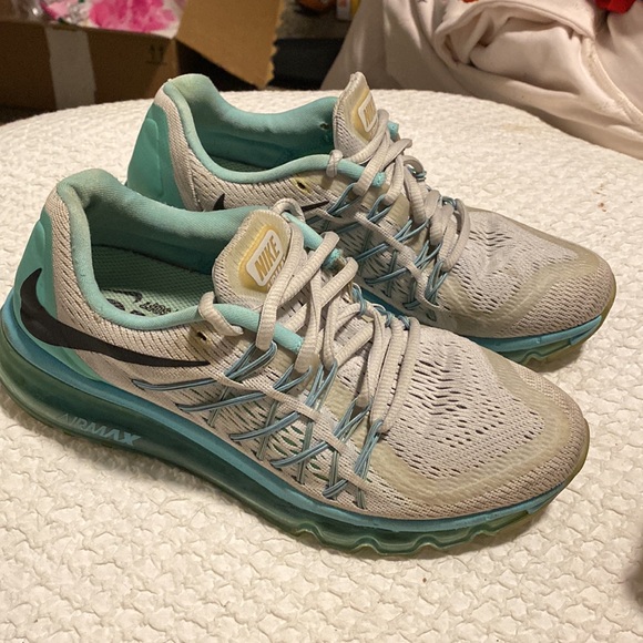 Nike Women's Air Max 2015 Pr Pltnm/Blk/Grn Glw/Lght Aq Running Shoes - Picture 4 of 9